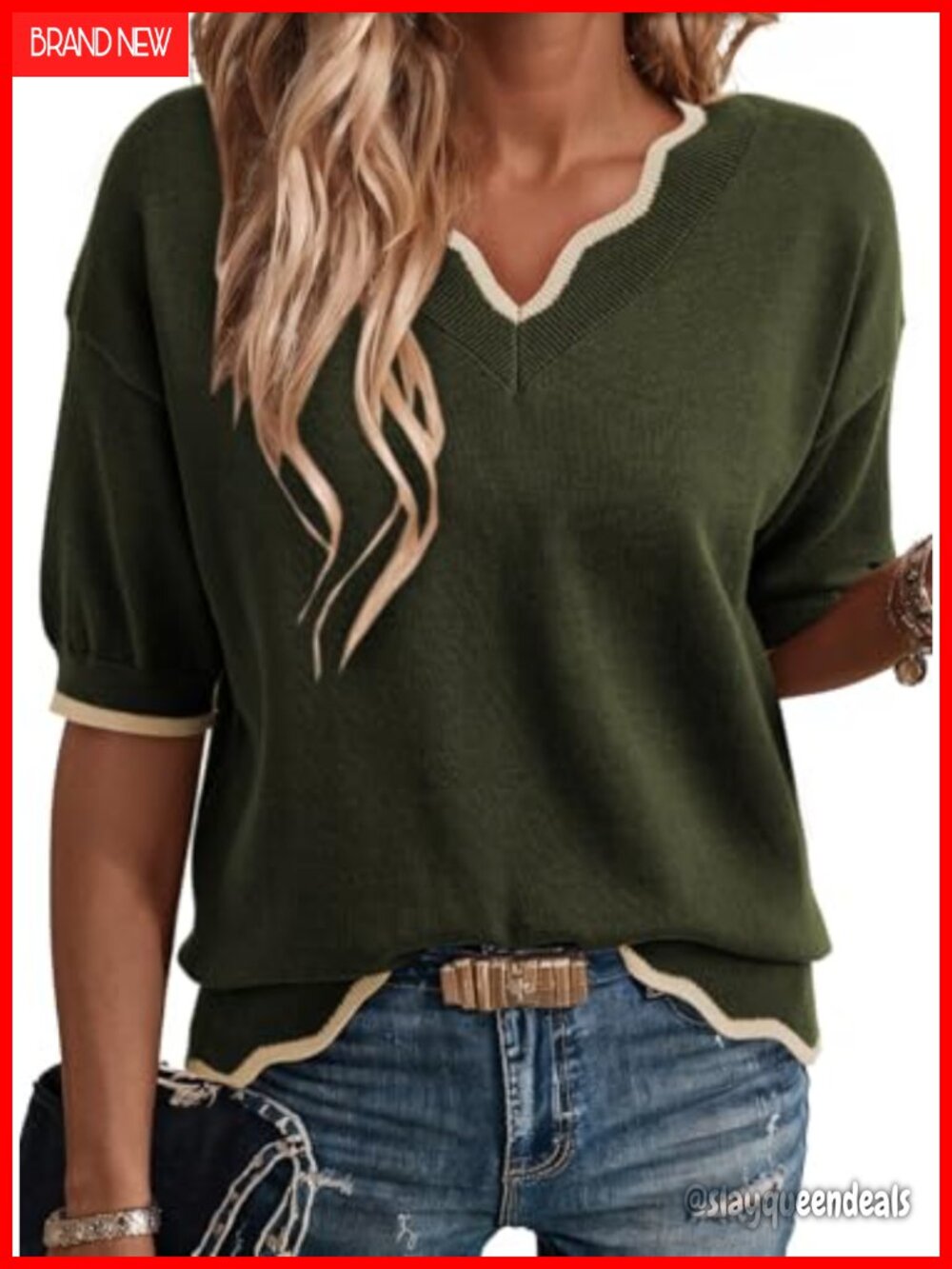 Dokotoo Women's Short Sleeve Ribbed Knit Pullover Sweater Top